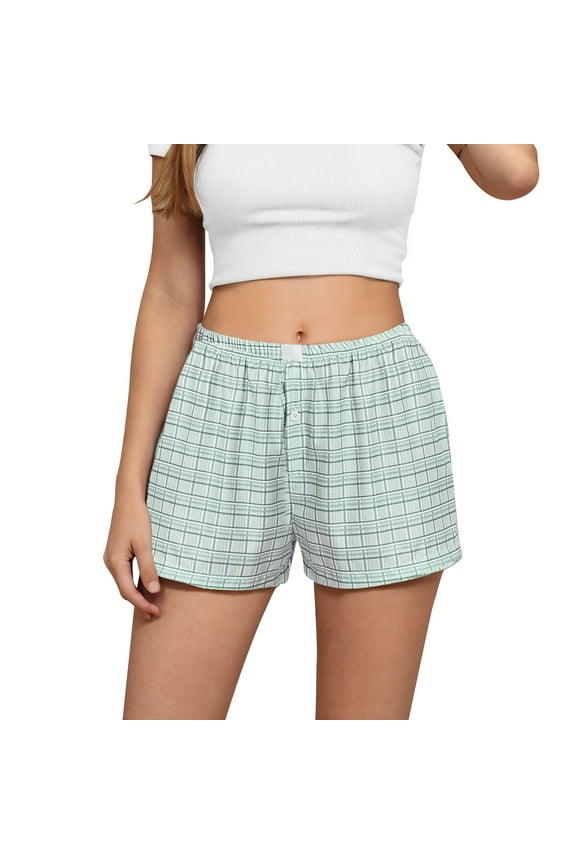 Ladies' Summer Casual and Comfortable Summer Womens Shorts Dressy Casual High Waist Loose Wide Leg Checkered Womens Shorts Casual Shorts