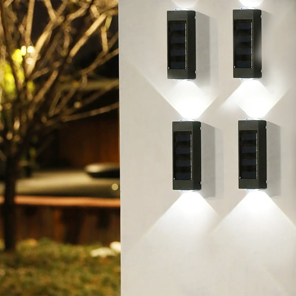 BVXEEP Solar Lights Outdoor, 4 Pack Fence Lights,Led Wall Lights,Outdoor Ip65,4 Pack Outdoor Wall Lamps for Backyard Garden Garage and Pathwa