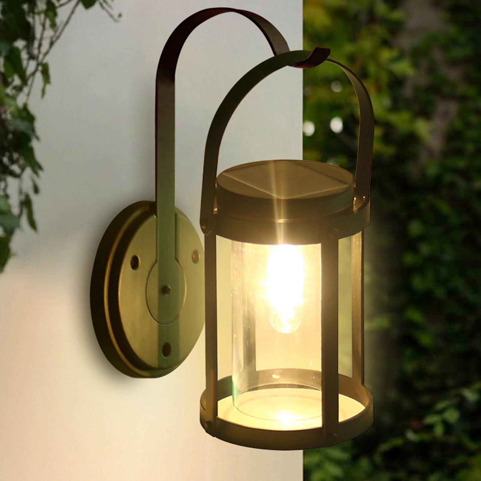 BVXEEP Solar Lights Outdoor, Lantern Outdoor Lights, Hanging Wireless Lantern Lights with Wall Mount Kit for Garden Porch Fence (1 Pack)