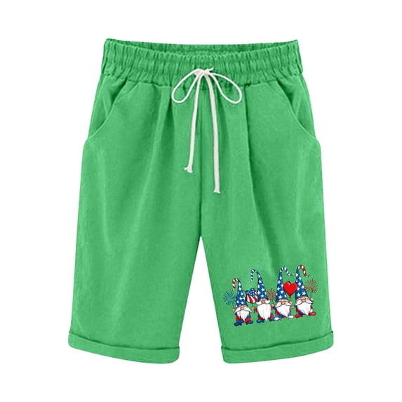BVXEEP Women's Shorts and Linen Fashionable Summer Womens Shorts Dressy Casual Printing Elastic Waist 5-inch Pants Drawstring Womens Shorts Casual 5-inch Shorts