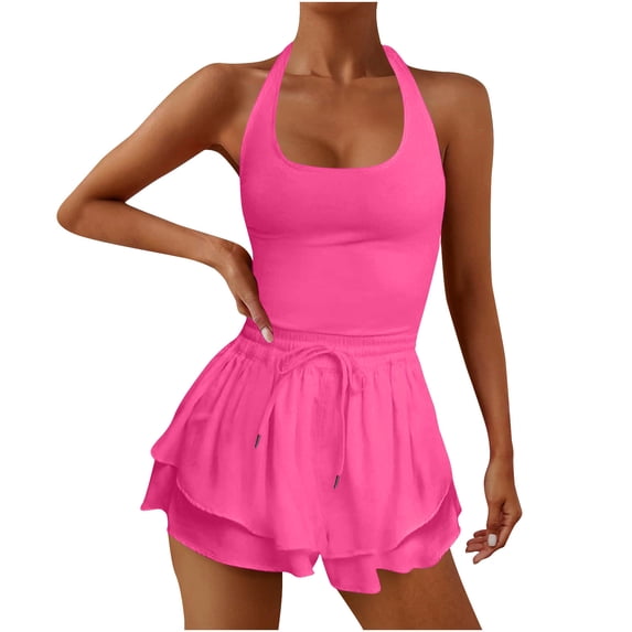 BVXEEP Women's Summer Breathable Comfortable Sports Summer Womens Shorts Dressy Casual Solid Color Sleeveless Outdoor Backcross Jumpsuit Womens Shorts Casual Yoga Dress Tennis Dress
