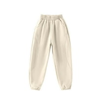BVnarty Baby Boys Cargo Pants Solid Color Elastic Waist Straight Leg Pants Casual Trousers with Pockets Beige 6 Years