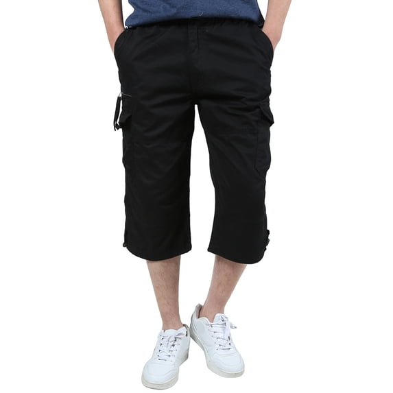 BVnarty Capris for Men Comfy Lounge Casual Soft Relaxed Fit Casual Wear Elastic Waist Solid Color Fashion Fall Spring Trousers Calf-Length Pants Black XXXL