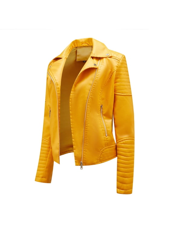 Jacket for Women Comfy Lounge Casual Lapel Shacket Jacket Fall Fashion Solid Color Office Buttons Jacket Coat Outerwear Long Sleeve Yellow S