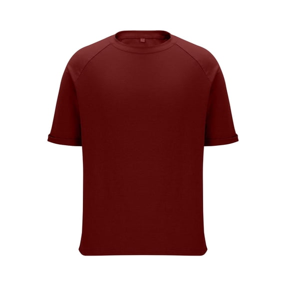 BVnarty Men Plus Size Summer Solid Color Crew Neck Raglan Sleeve Short Sleeve T-Shirt Loose Casual Daily Leisure Tops Wine XL