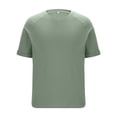 thumbnail image 1 of BVnarty Men Plus Size Summer Solid Color V-Neck Raglan Sleeve Short Sleeve T-Shirt Loose Casual Daily Leisure Tops Green L, 1 of 7