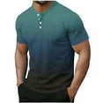 thumbnail image 1 of BVnarty Men Summer Gradient Fashion Short Sleeve Button Crew Neck T-Shirt Loose Casual Trendy Summer Streetwear Tops Navy M, 1 of 6