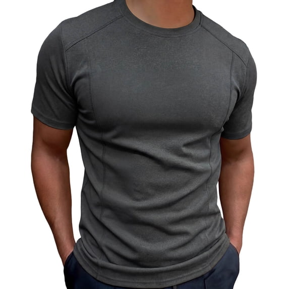 BVnarty Men Summer Solid Color Basic Crew Neck Short Sleeve T-Shirt Casual Fashion Daily Layering Undershirt Tops Black M