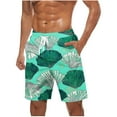 thumbnail image 1 of BVnarty Men's Abstract Print Board Shorts Elastic Waist Drawstring with Storage Pockets Quick Dry Breathable Summer Beach Vacation Casual Wear Green XXXL, 1 of 4