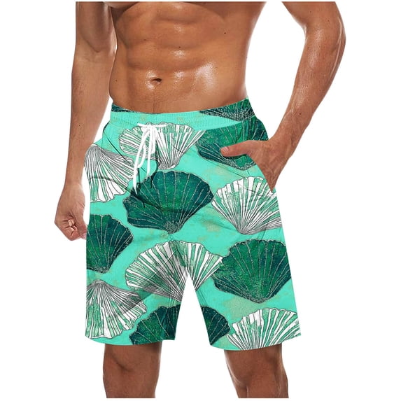 BVnarty Men's Abstract Print Board Shorts Elastic Waist Drawstring with Storage Pockets Quick Dry Breathable Summer Beach Vacation Casual Wear Green XXXL