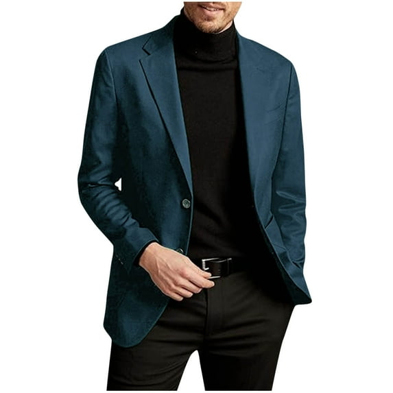 BVnarty Men's Blazer Slim Fit Single Button Suit Jacket Solid Color Business Office Wear Formal Wedding Blazer (Blue,XXL)