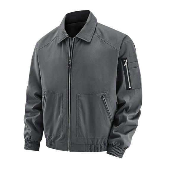 BVnarty Men's Bomber Jacket Lightweight Zip Up Baseball Jacket with Pockets for Spring Fall Outerwear (Gray,XXL)