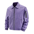 thumbnail image 1 of BVnarty Men's Bomber Jacket Lightweight Zip Up Baseball Jacket with Pockets for Spring Fall Outerwear (Purple,L), 1 of 4
