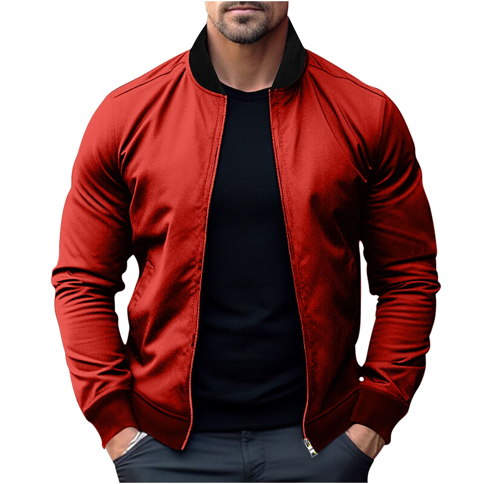 BVnarty Men's Bomber Jacket Slim Fit Lightweight Stand Collar