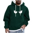 thumbnail image 1 of BVnarty Men's Cartoon Print Pullover Hoodie with Drawstring & Front Pocket, Loose Sweatshirt, Casual Fall Winter Daily Streetwear Hooded Top Green M, 1 of 5