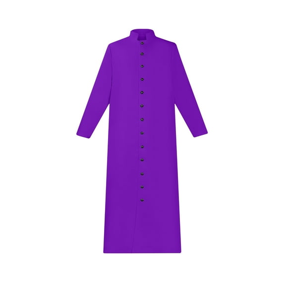 BVnarty Men's Clergy Cassock Long Black Priest Robe Pastor Preacher Minister Clergyman Vestments Purple XXXL