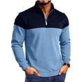 thumbnail image 1 of BVnarty Men's Color Block Quarter Zip Stand Collar Loose Sweatshirt, Athletic Pullover for Mild Autumn Sports Wear and Multi-Occasion Daily Layering Blue XXL, 1 of 8
