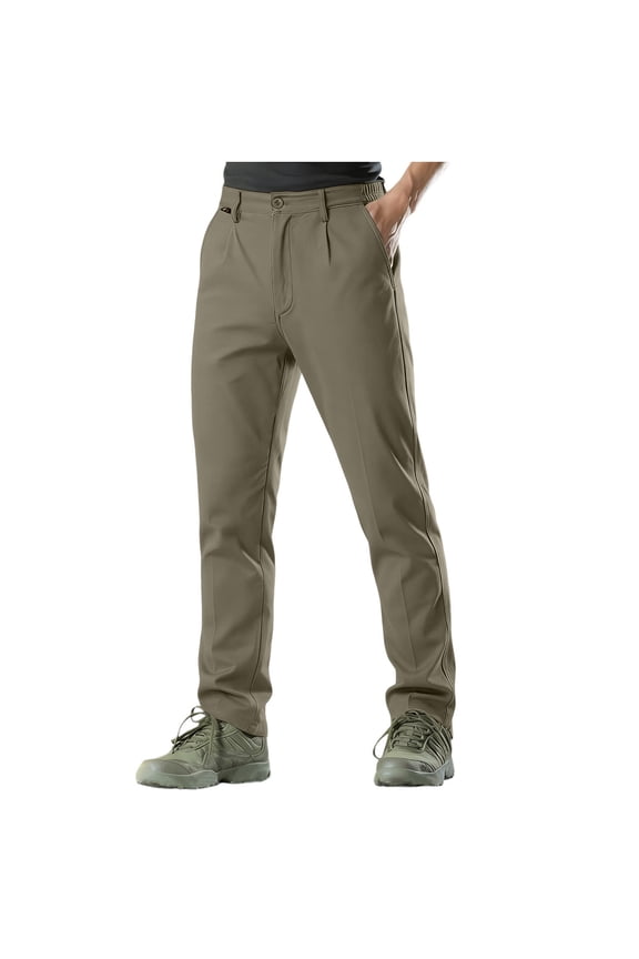 Men's Color Block Rugged Workwear Pants Multi Pocket Button Zipper Waist Design Wear Resistant Long Trousers for Industrial Daily Work Green M