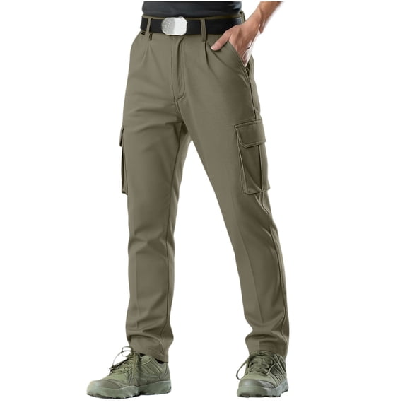 BVnarty Men's Color Block Utility Worker Long Pants Multi Pocket Button Zipper Closure Loose Fit Trousers for Construction Outdoor Labor Use Green S