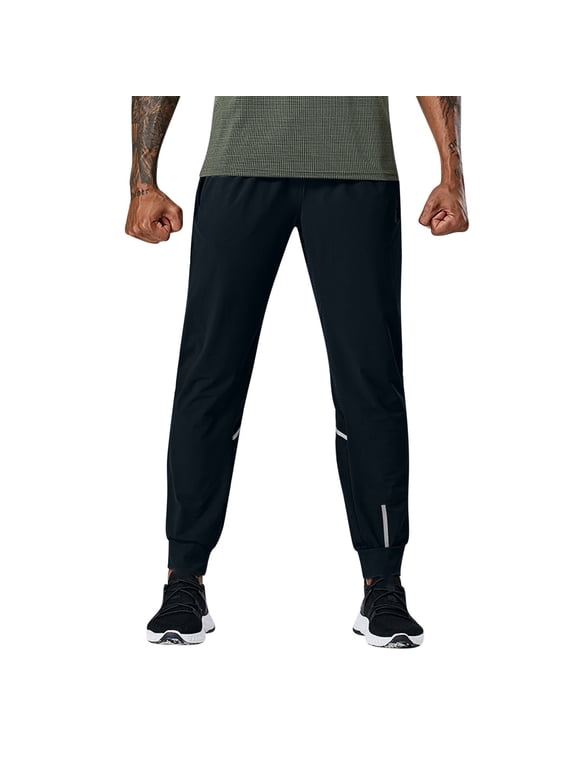 Men's Contemporary Casual Joggers, Elastic Waist Tapered Trousers for Modern Streetwear & Weekend Activities Black XXL