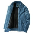 thumbnail image 1 of BVnarty Men's Corduroy Bomber Jacket Zipper Warm Outwear Winter Thick Solid Cotton Baseball Coat Large Size Sky Blue XXXL, 1 of 4