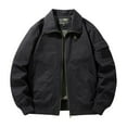 thumbnail image 1 of BVnarty Men's Cotton Bomber Jacket Lightweight Zipper Up Windbreaker Outdoor Baseball Flight Jacket with Pockets (Black,L), 1 of 7