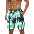 thumbnail image 1 of BVnarty Men's Dense Palm Tree Pattern Board Shorts Elastic Waist Drawstring Side Pockets Breathable Lightweight Summer Vacation Beach Lounge Wear Multicolor XXL, 1 of 5