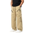 thumbnail image 1 of BVnarty Men's Drawstring Waist Straight Leg Cargo Pants with Multiple Pockets Utility Cut Outdoor Trousers for Outdoor Jobs Daily Commute Khaki XXXXXL, 1 of 6