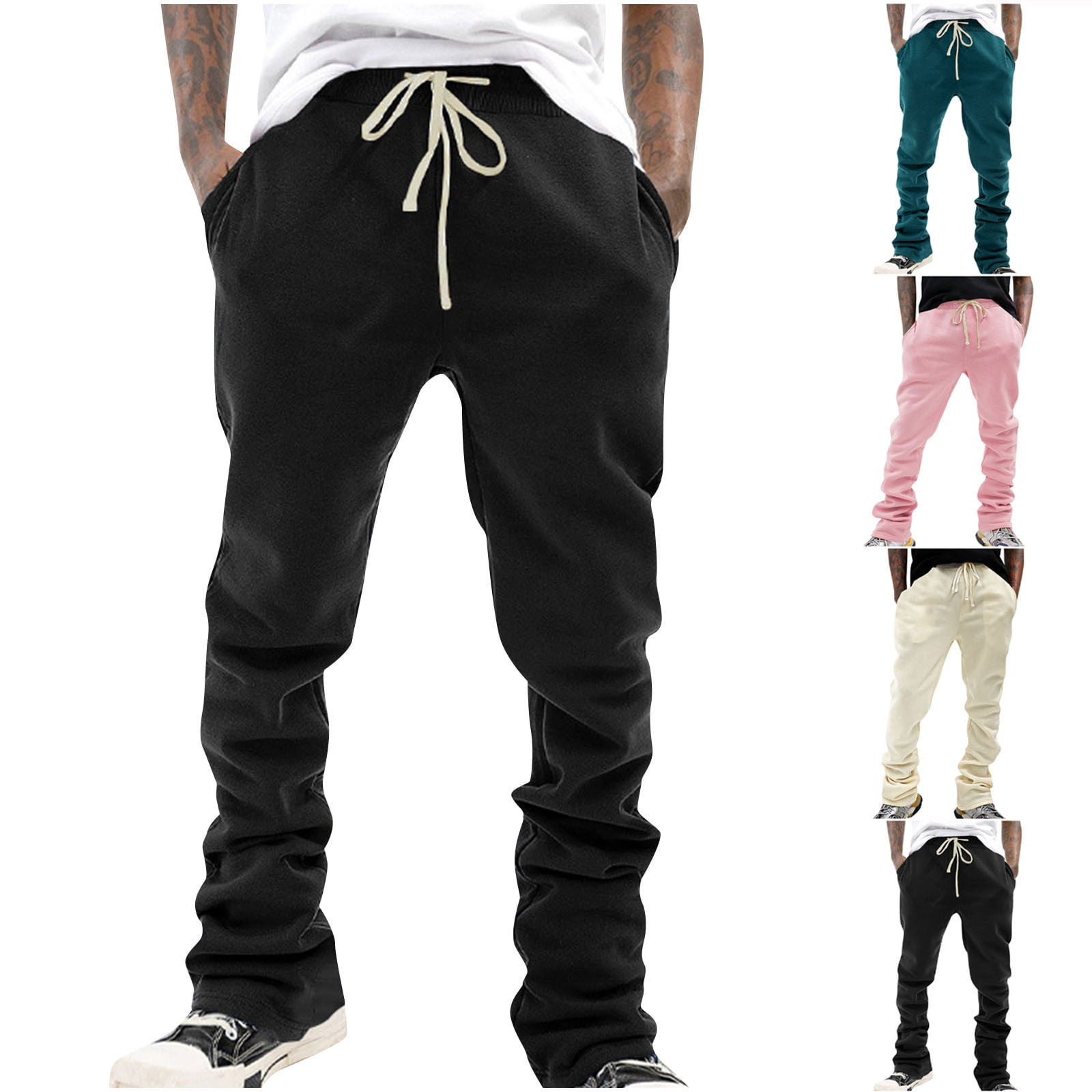 BVnarty Men's Elastic Waist Drawstring Sweatpants Wide Straight Leg