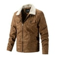 thumbnail image 1 of BVnarty Men's Fleece Lined Denim Jacket Winter Warm Zipper Faux Suede Coat Outwear (Brown,XXL), 1 of 8