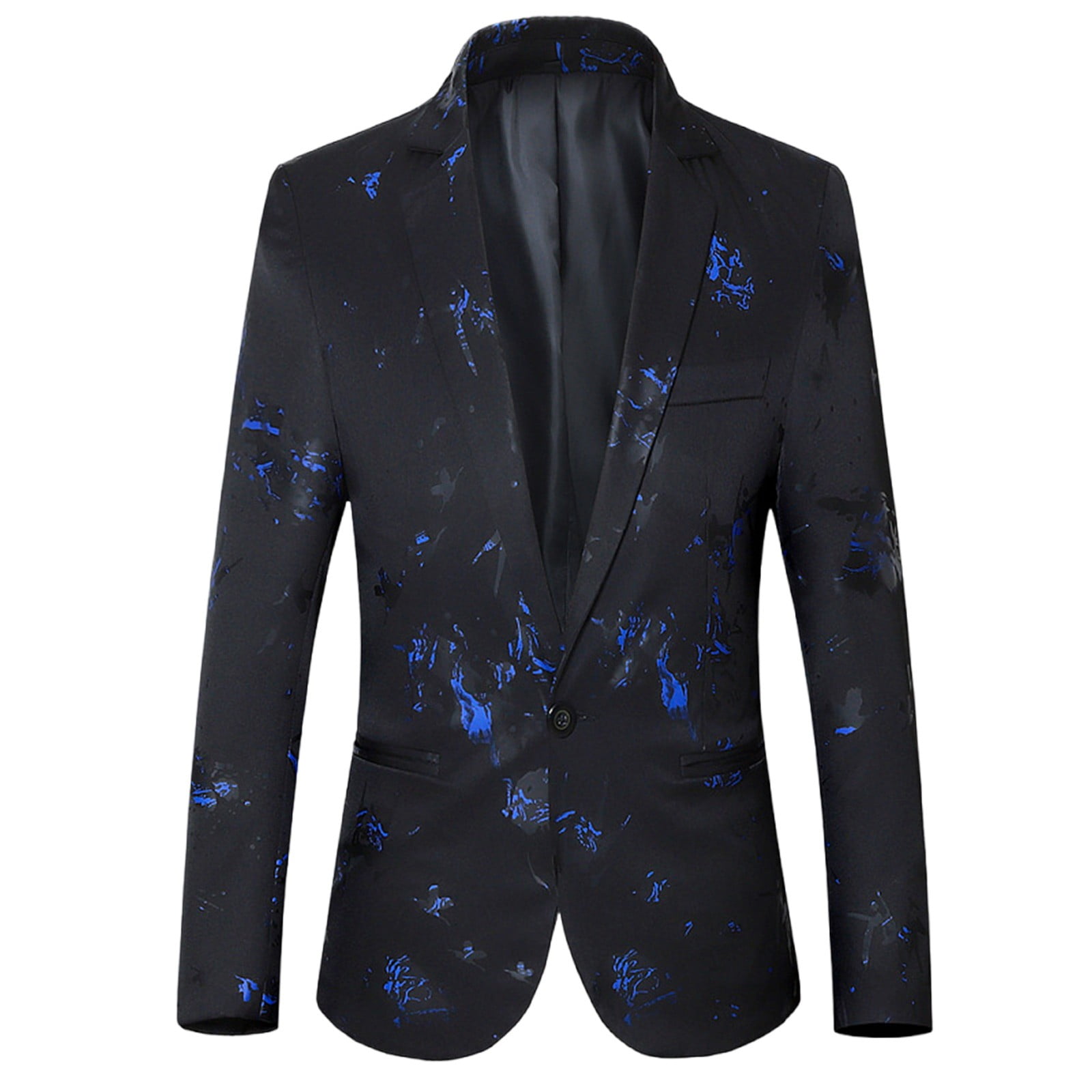 BVnarty Men s Floral Print Blazer Slim Fit Button Up Jacket Single Button Long Sleeve Formal Business Wedding Party Outwear Coat Blazer Black XXL Walmart