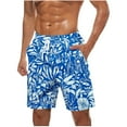 thumbnail image 1 of BVnarty Men's Fresh Floral Leaf Board Shorts Elastic Waist Drawstring Side Storage Pockets Quick Dry Breathable Summer Daily Beach Lounge Casual Shorts Multicolor M, 1 of 5