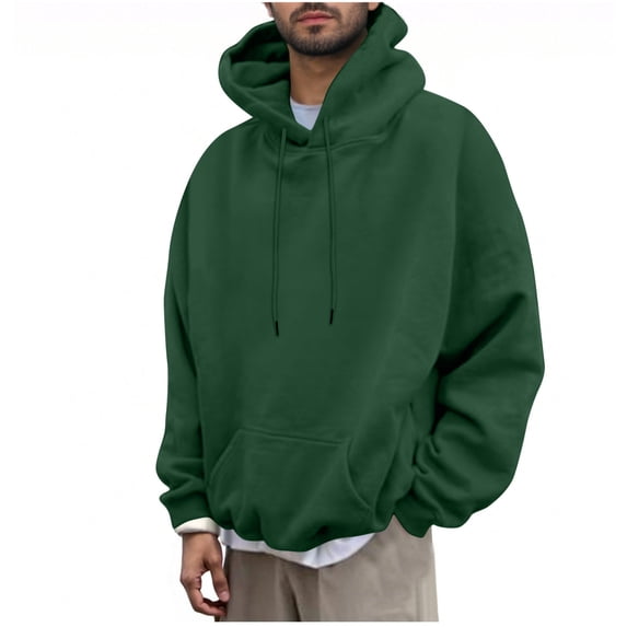 BVnarty Men's Front Graphic Pullover Hoodie with Drawstring Kangaroo Pocket, Loose Sweatshirt, Trendy Fall Winter Casual Street Style Hoodie Army Green XL