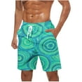 thumbnail image 1 of BVnarty Men's Geometric Circle Pattern Swim Trunks Elastic Waist Drawstring with Side Pockets Breathable Lightweight Outdoor Beach Vacation Daily Shorts Mint Green XXXL, 1 of 4
