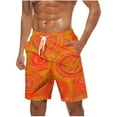 thumbnail image 1 of BVnarty Men's Geometric Circle Pattern Swim Trunks Elastic Waist Drawstring with Side Pockets Breathable Lightweight Outdoor Beach Vacation Daily Shorts Orange XXXL, 1 of 4