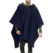 Mens Fleece Poncho Winter Warm Thick Fleece Scarf Cape Buttons | INDIA