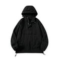 thumbnail image 1 of BVnarty Men's Lightweight Windbreaker Jacket Hooded Water Resistant Outdoor Anorak Pullover Sport Coat (Black,M), 1 of 7