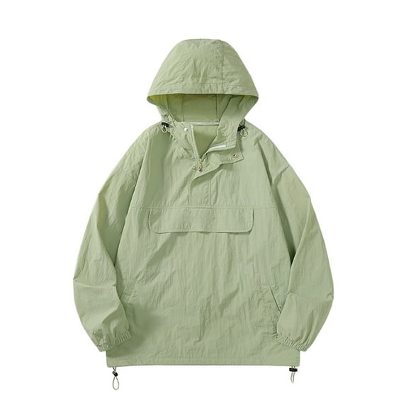 BVnarty Men's Lightweight Windbreaker Jacket Hooded Water Resistant Outdoor Anorak Pullover Sport Coat (Green,L)