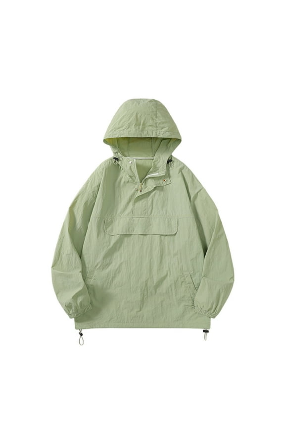 Men's Lightweight Windbreaker Jacket Hooded Water Resistant Outdoor Anorak Pullover Sport Coat (Green,XL)