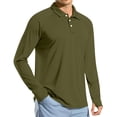 thumbnail image 1 of BVnarty Men’s Long Sleeve Collared Sun Protection Thumb Hole Raglan Pullover, Quick Dry Athletic Top for Summer Fishing & Trail Runs Army Green XL, 1 of 9
