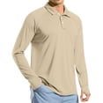 thumbnail image 1 of BVnarty Men’s Long Sleeve Collared Sun Protection Thumb Hole Raglan Pullover, Quick Dry Athletic Top for Summer Fishing & Trail Runs Beige XXL, 1 of 9