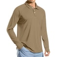 thumbnail image 1 of BVnarty Men’s Long Sleeve Collared Sun Protection Thumb Hole Raglan Pullover, Quick Dry Athletic Top for Summer Fishing & Trail Runs Khaki XXL, 1 of 9