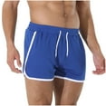 thumbnail image 1 of BVnarty Men's Mesh Breathable Basketball Board Shorts Elastic Waist Drawstring Contrast Trim Lightweight Quick Dry Gym Beach Daily Athletic Shorts Blue S, 1 of 4