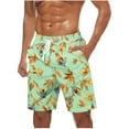 thumbnail image 1 of BVnarty Men's Minimalist Leaf Print Swim Trunks Elastic Waist Drawstring Functional Pockets Breathable Lightweight Vacation Outdoor Beach Shorts Multicolor XXL, 1 of 5