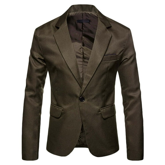 BVnarty Men's One Button Suit Jacket Slim Fit Business Blazer Sport Coat Wedding Tuxedo Coffee S