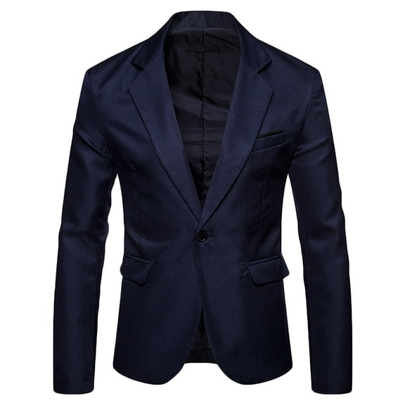 BVnarty Men's One Button Suit Jacket Slim Fit Business Blazer Sport Coat Wedding Tuxedo Navy M