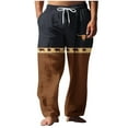 thumbnail image 1 of BVnarty Men's Retro Animal Print Wide Leg Pants Elastic Drawstring Waist Straight Leg Loose Fit Beach Home Summer Trousers Brown XXL, 1 of 5