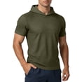 thumbnail image 1 of BVnarty Men's Short Sleeve Hooded Mesh T-Shirt Moisture Wicking Summer Outdoor Training Running Hiking Regular Fit Top Army Green L, 1 of 9