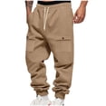 thumbnail image 1 of BVnarty Men's Solid Cargo Sweatpants Long Pants Drawstring Elastic Waist Tapered Cuff Loose Fit Urban Streetwear Casual Bottoms Khaki XXXL, 1 of 9