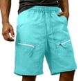 thumbnail image 1 of BVnarty Men's Solid Casual Athletic Elastic Waist Drawstring Cargo Shorts with Multi-Pockets, Summer Outdoor & Workout Shorts Blue XXL, 1 of 9